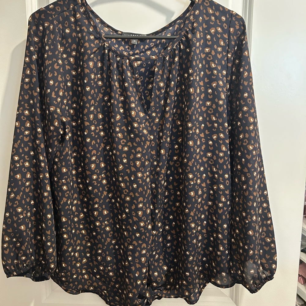 West Kei Navy Leopard Print Blouse